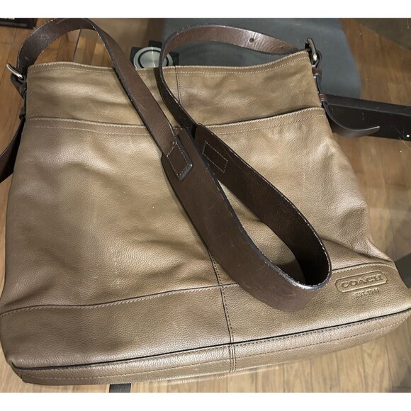 Coach 70308 Thompson Leather Bag Dark brown Gray Rare - Picture 2 of 8